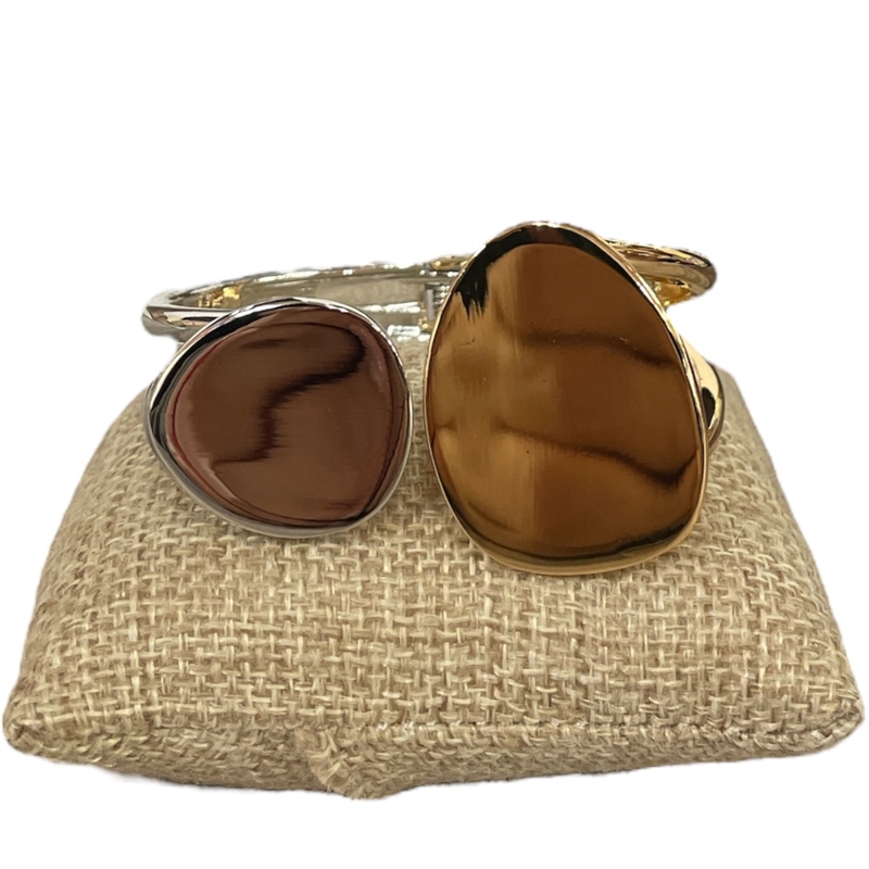 DR124 TWO TONE OVAL CUFF BRACELET