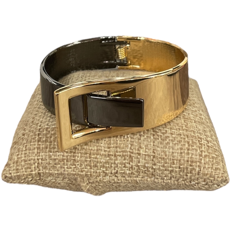 DR125 BLACK AND GOLD SHINY BELT CUFF BRACELET
