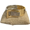 DR126 SILVER AND GOLD SHINY BELT CUFF BRACELET