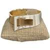 DR127 SHINY GOLD AND MATTE SILVER BELT CUFF BRACELET
