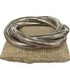 DR129 SHINY SILVER THICK SNAKE TWIST BRACELET