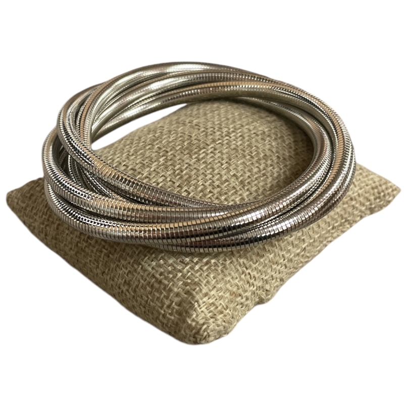 DR23 SILVER THIN SNAKE TWIST 5 PC BRACELET
