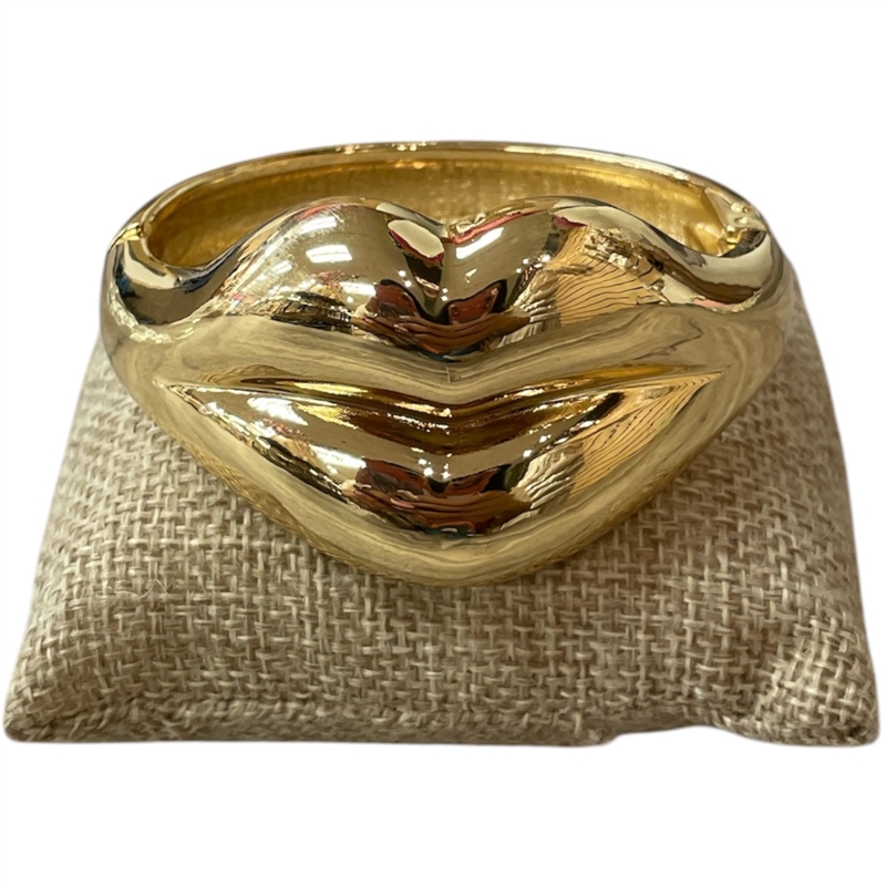 DR403 SHINY GOLD LIPS CHUNKY BRACELET