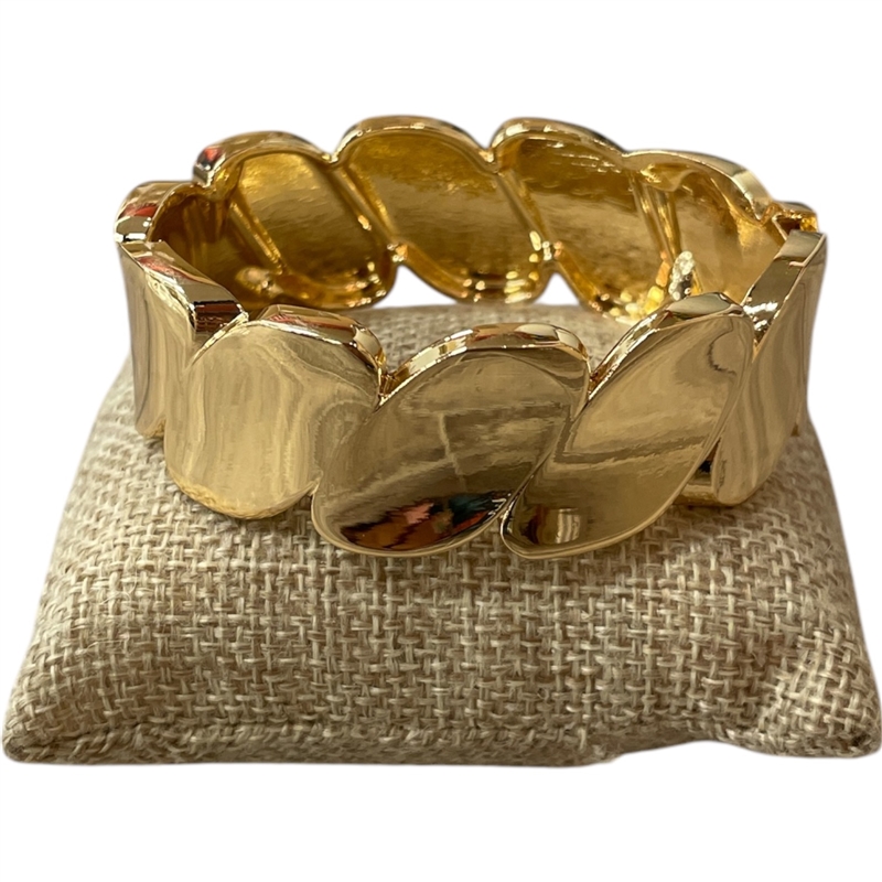 DR405 SHINY GOLD WAVES CHUNKY BRACELET