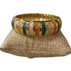 DRO103 STRPED GREEN MULTI ENAMEL GOLD CHUNKY BRACELET
