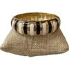DRO104 STRIPED BLACK AND WHITE ENAMEL GOLD CHUNKY BRACELET