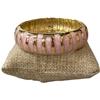 DRO105 STRIPED LIGHT PINK ENAMEL GOLD CHUNKY BRACELET