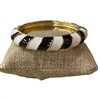 DRO108 BLACK AND WHITE MULTI ENAMEL STRIPED  GOLD BRACELET