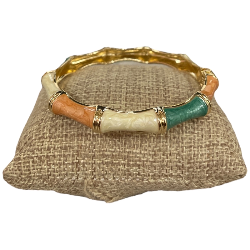 DRO109 THIN IVORY MULTI ENAMEL GOLD BRACELET
