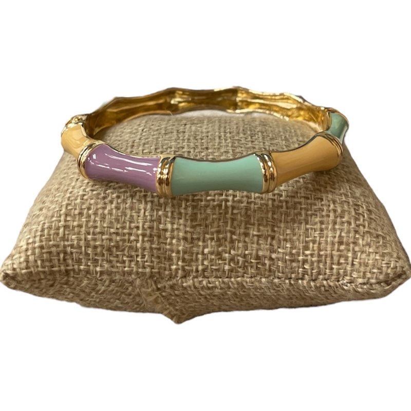 DRO111 THIN PURPLE MULTI ENAMEL GOLD BRACELET
