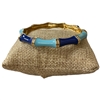 DRO112 THIN BLUE MULTI ENAMEL GOLD BRACELET