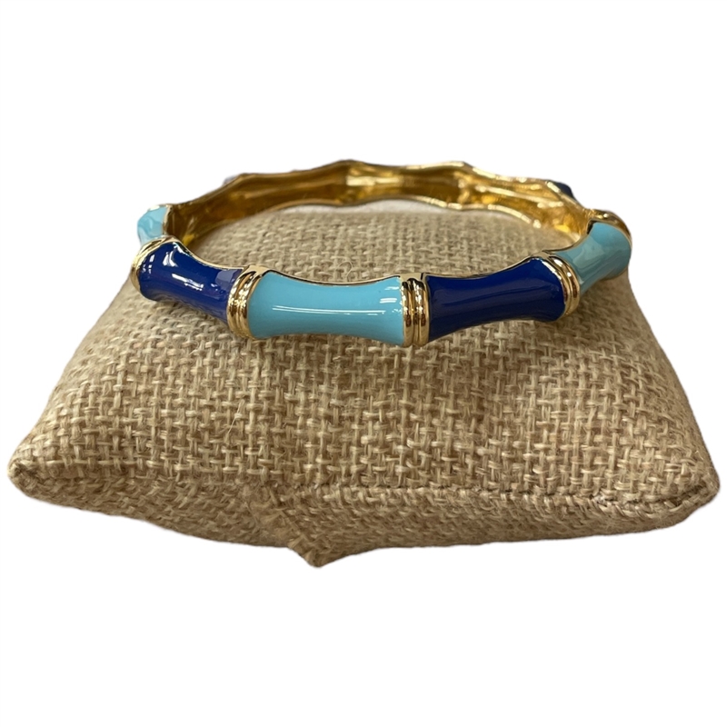 DRO112 THIN BLUE MULTI ENAMEL GOLD BRACELET