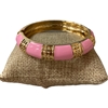 DRO114 LIGHT PINK AND GOLD ENAMEL BRACELET