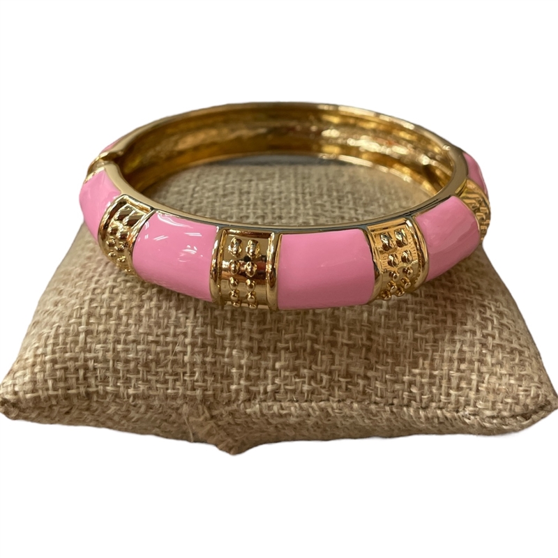 DRO114 LIGHT PINK AND GOLD ENAMEL BRACELET