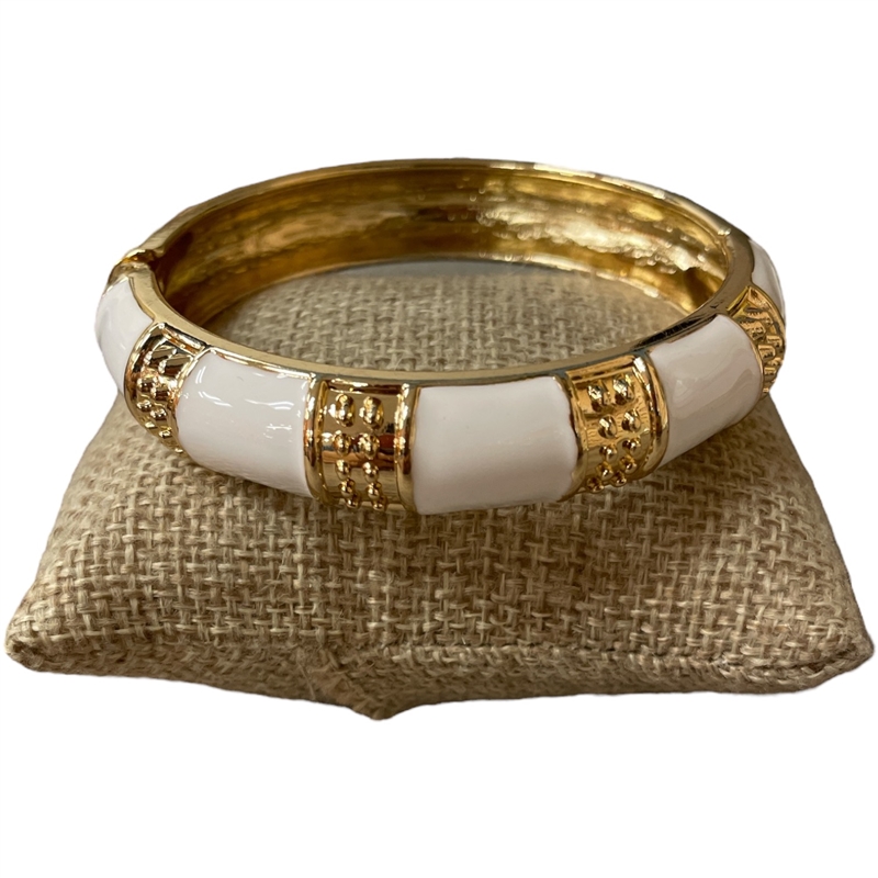 DRO115 WHITE AND GOLD ENAMEL BRACELET