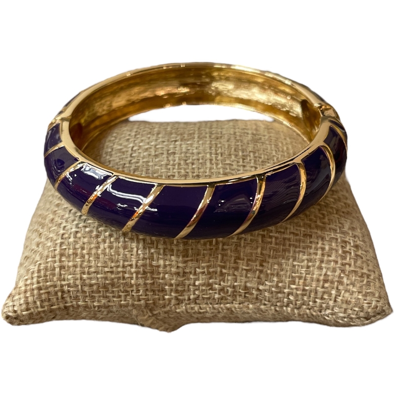 DRO116 PURPLE STRIPED GOLD ENAMEL BRACELET