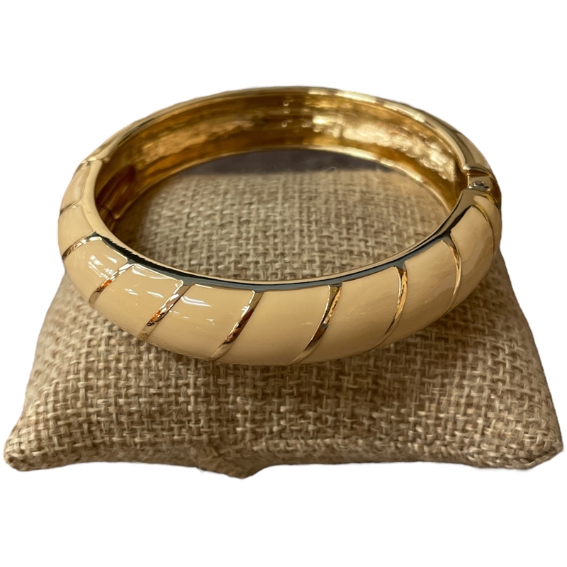 DRO117 NUDE STRIPED GOLD ENAMEL BRACELET