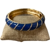 DRO118 BLUE STRIPED GOLD ENAMEL BRACELET