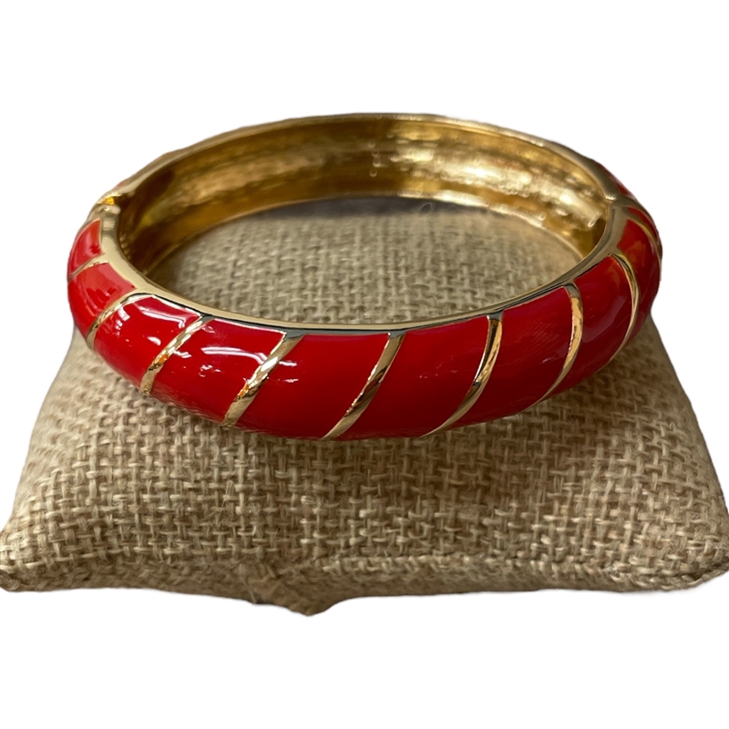 DRO119 RED STRIPED GOLD ENAMEL BRACELET