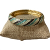 DRO121 STRIPED BLUE MULTI ENAMEL GOLD BRACELET