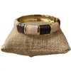 DRO125 CHARCOAL IVORY ENAMEL GOLD CHUNKY BRACELET