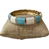 DRO127 LIGHT BLUE & WHITE ENAMEL GOLD CHUNKY BRACELET