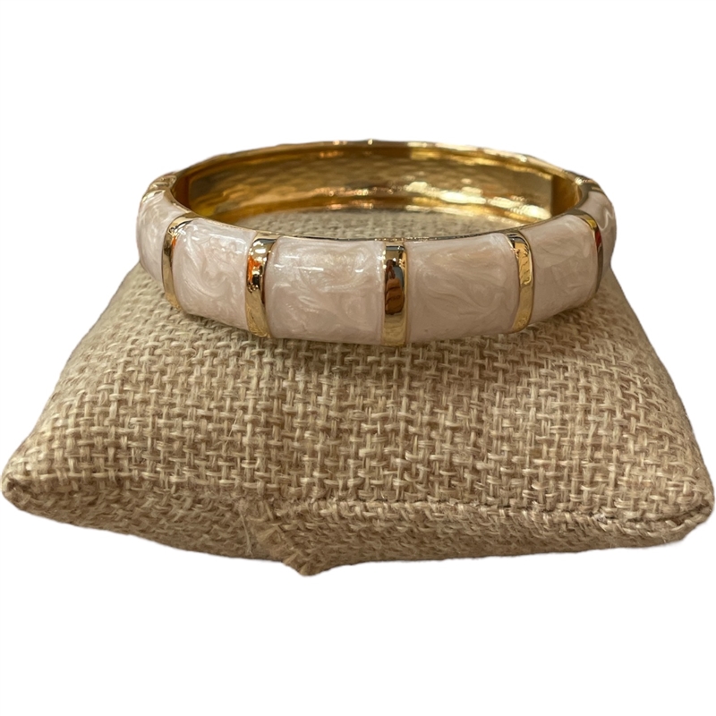 DRO129 IVORY ENAMEL GOLD CHUNKY BRACELET