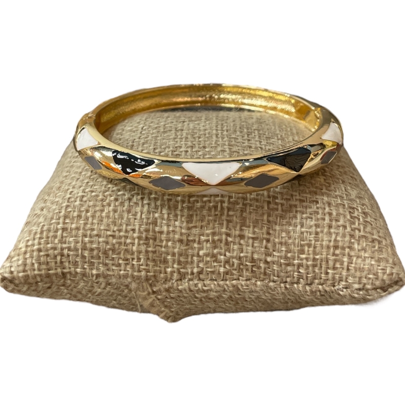 DRO132 BLACK MULTI ENAMEL THIN GOLD BRACELET
