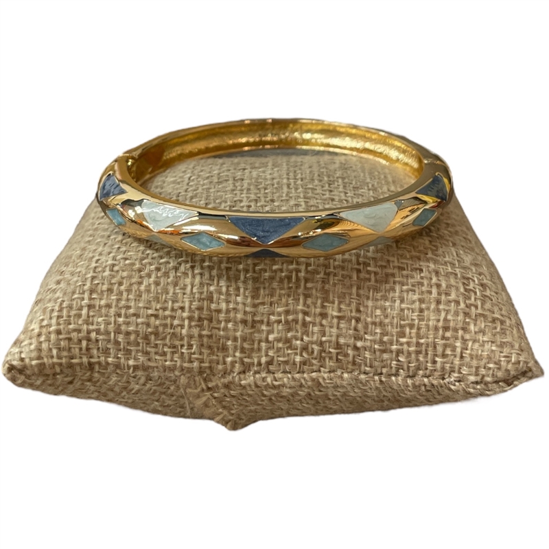 DRO133 BLUE MULTI ENAMEL THIN GOLD BRACELET
