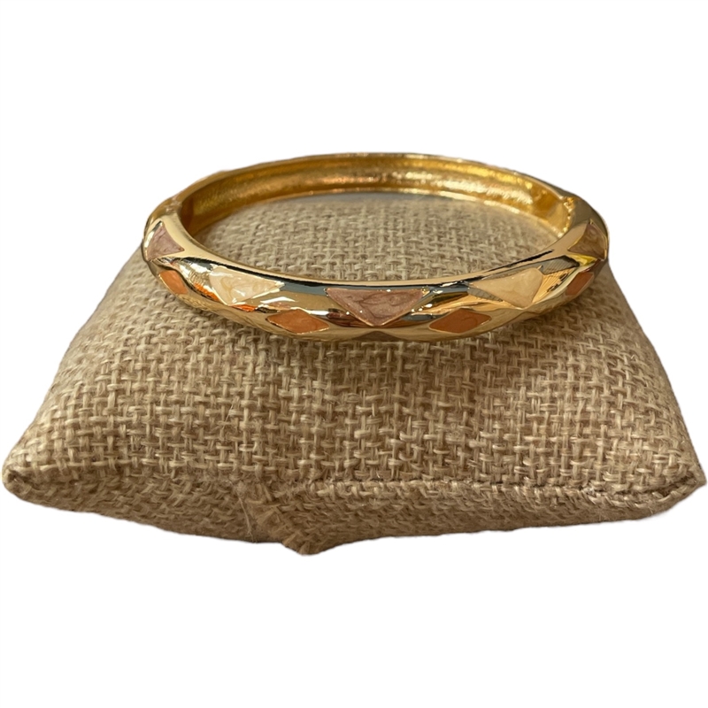 DRO134 BROWN MULTI ENAMEL THIN GOLD BRACELET
