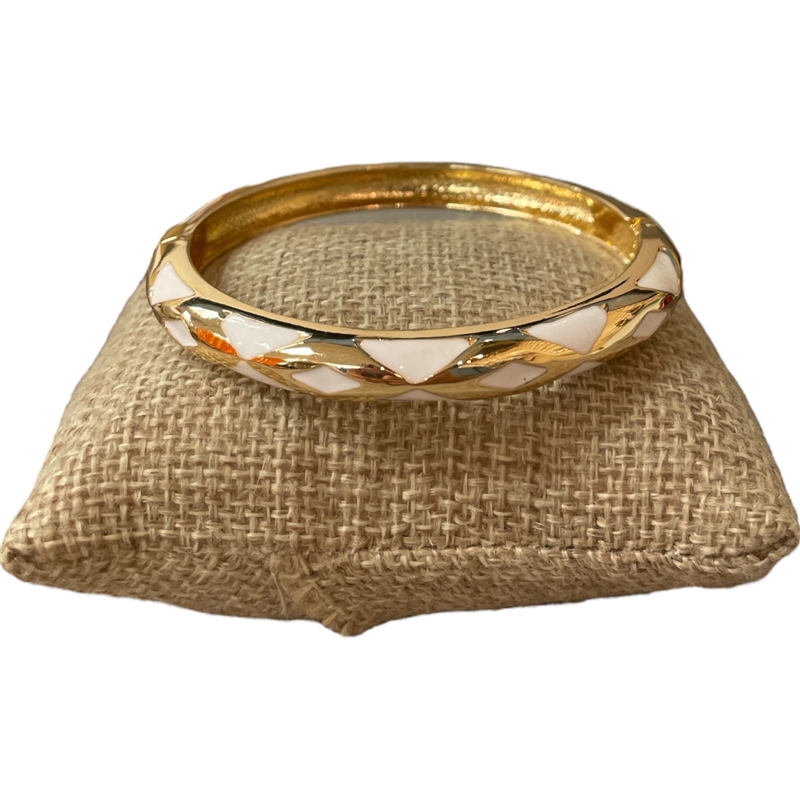 DRO136 WHITE ENAMEL THIN GOLD BRACELET
