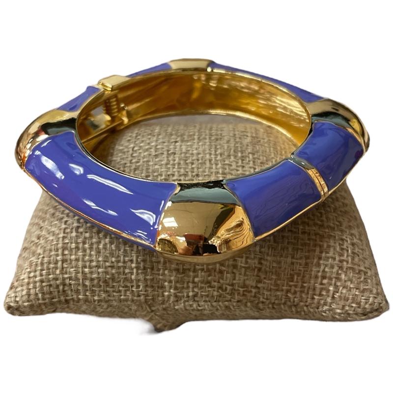 DRO140 SQUARE PURPLE ENAMEL GOLD CHUNKY BRACELET