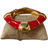 DRO141 SQUARE RED ENAMEL GOLD CHUNKY BRACELET