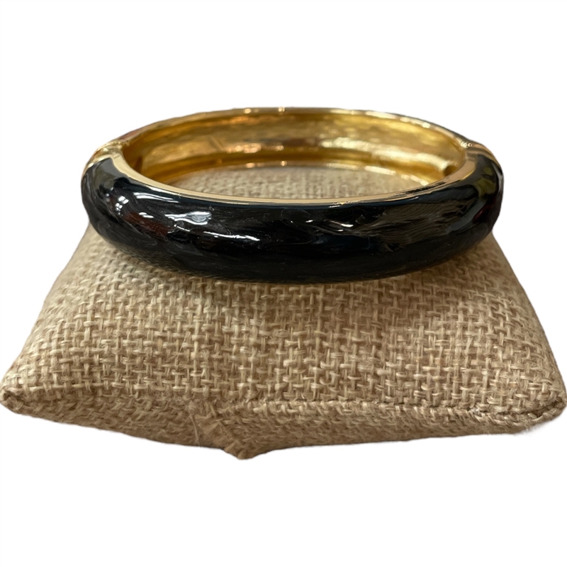 DRO144 BLACK ENAMEL GOLD CHUNKY BRACELET