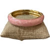 DRO145 LIGHT PINK ENAMEL GOLD CHUNKY BRACELET
