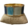 DRO146 BLUE MULTI ENAMEL GOLD CHUNKY BRACELET