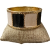 DRO148 BLACK & IVORY ENAMEL GOLD CHUNKY BRACELET