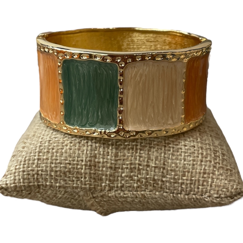 DRO149 GREEN MULTI ENAMEL GOLD CHUNKY BRACELET