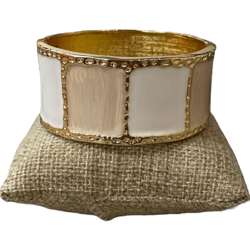 DRO150 IVORY & WHITE ENAMEL GOLD CHUNKY BRACELET