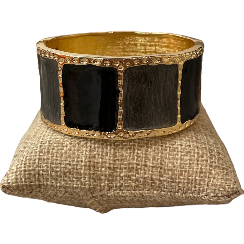 DRO151 CHARCOAL & BLACK GOLD CHUNKY BRACELET