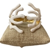 DRO158 WHITE ENAMEL GOLD CORAL BRACELET