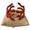 DRO159 BURGUNDY ENAMEL GOLD CORAL BRACELET