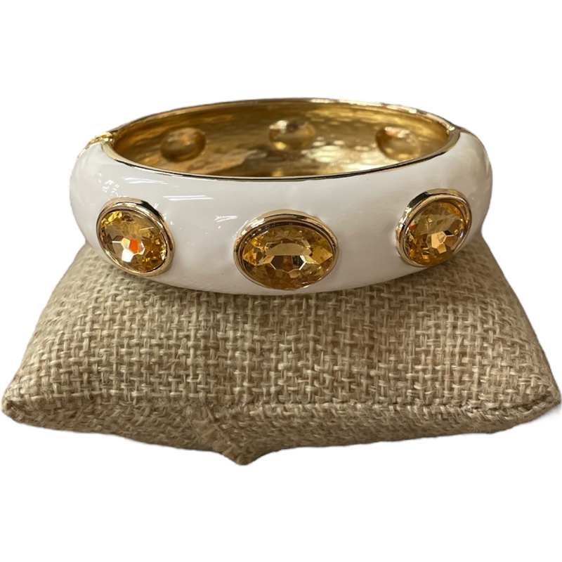 DRO160 CRYSTALS WHITE ENAMEL CHUNKY BRACELET