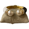 DRO162 PEARL BLACK & WHITE ENAMEL CHUNKY BRACELET
