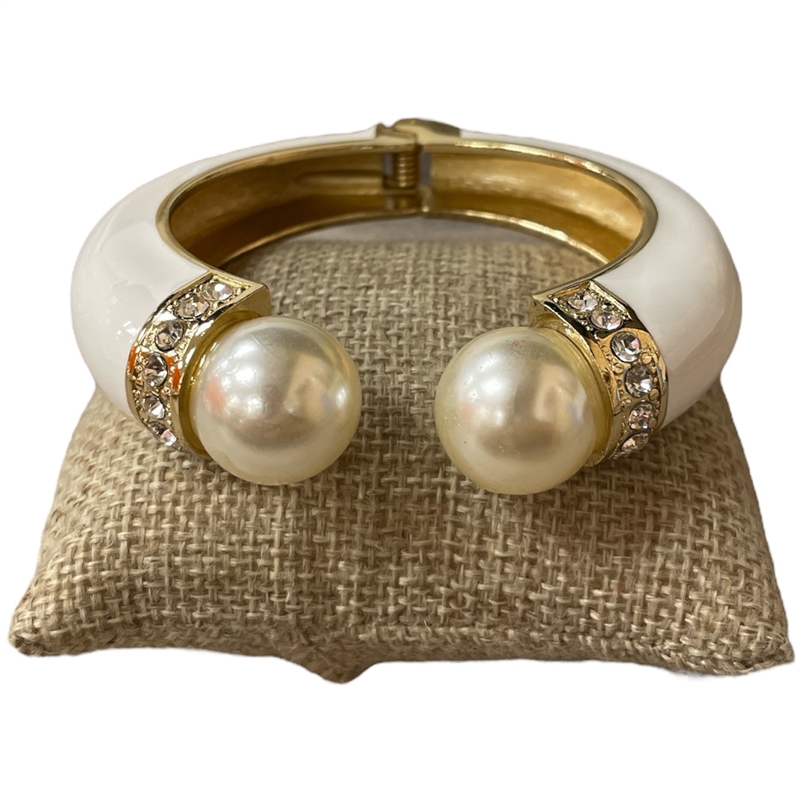 DRO163 PEARL WHITE ENAMEL CHUNKY BRACELET