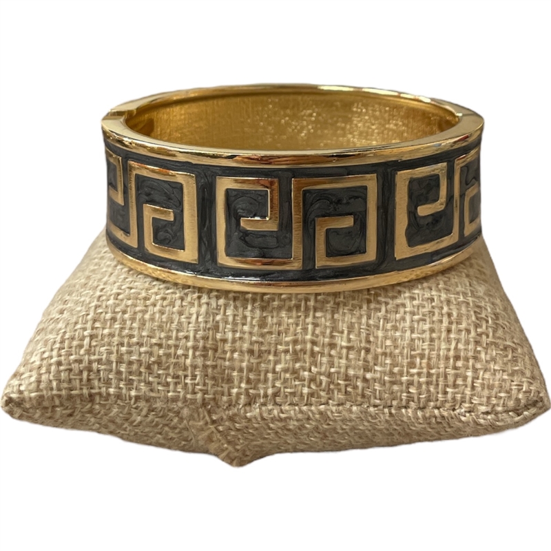 DRO172 BLACK ENAMEL GOLD CHUNKY BRACELET