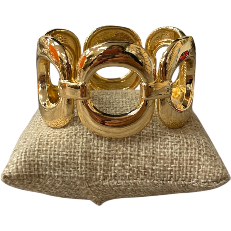 DRO184 CIRCLE LINK SHINY GOLD CHUNKY BRACELET