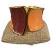 DRO56 ORANGE AND BROWN ENAMEL GOLD CHUNKY BRACELET