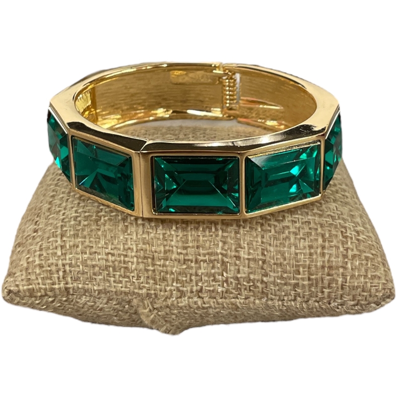 DRO58 GREEN CRYSTAL GOLD CHUNKY BRACELET