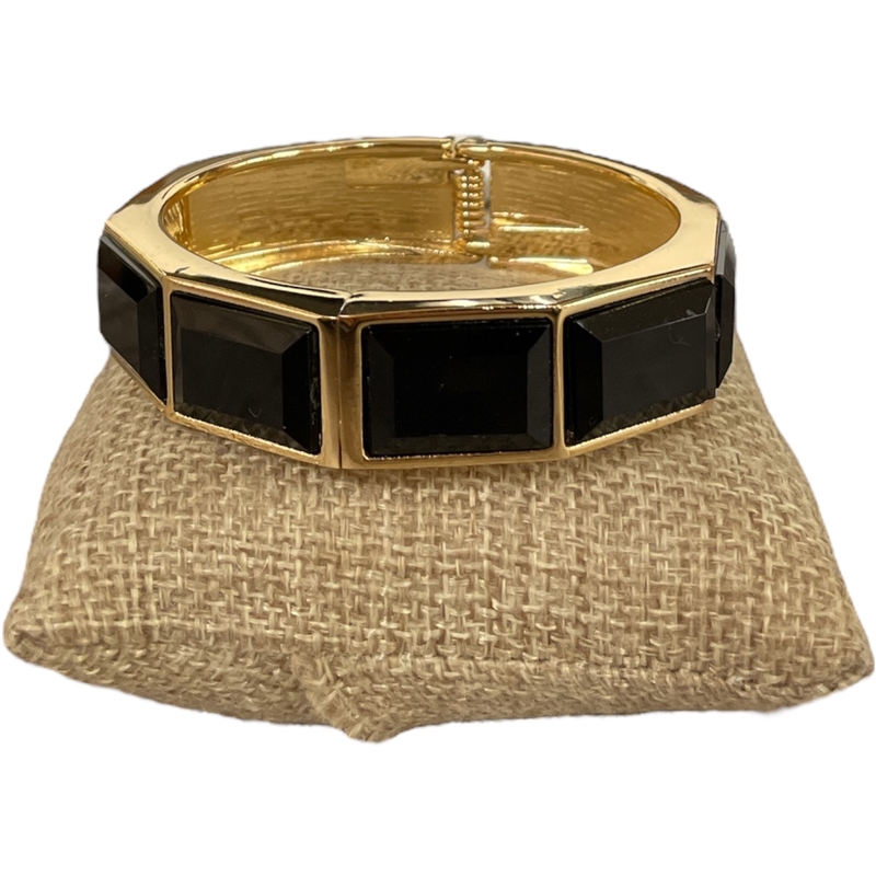 DRO62 BLACK CRYSTAL GOLD CHUNKY BRACELET
